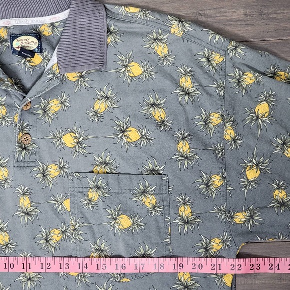 Vintage Tommy Bahama Mens Gray Hawaiian Pineapple Soft Cotton Polo Shirt Medium - Picture 5 of 6